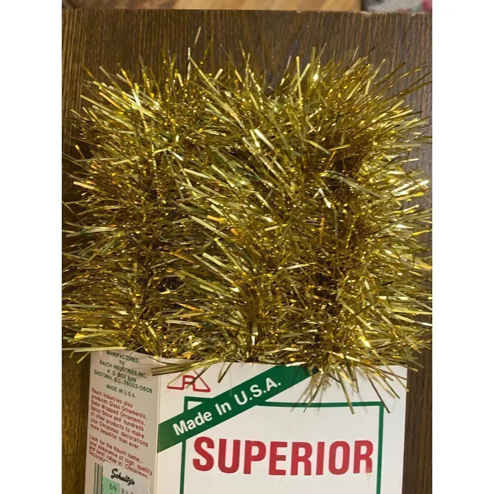 𝅺VINTAGE Rauch Industries Inc superior gold colored Christmas tinsel garland